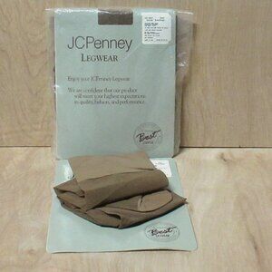 3 Pair JC Penney Legwear  Garter Stockings/ Nylons.  Suntan B Average. Vintage
